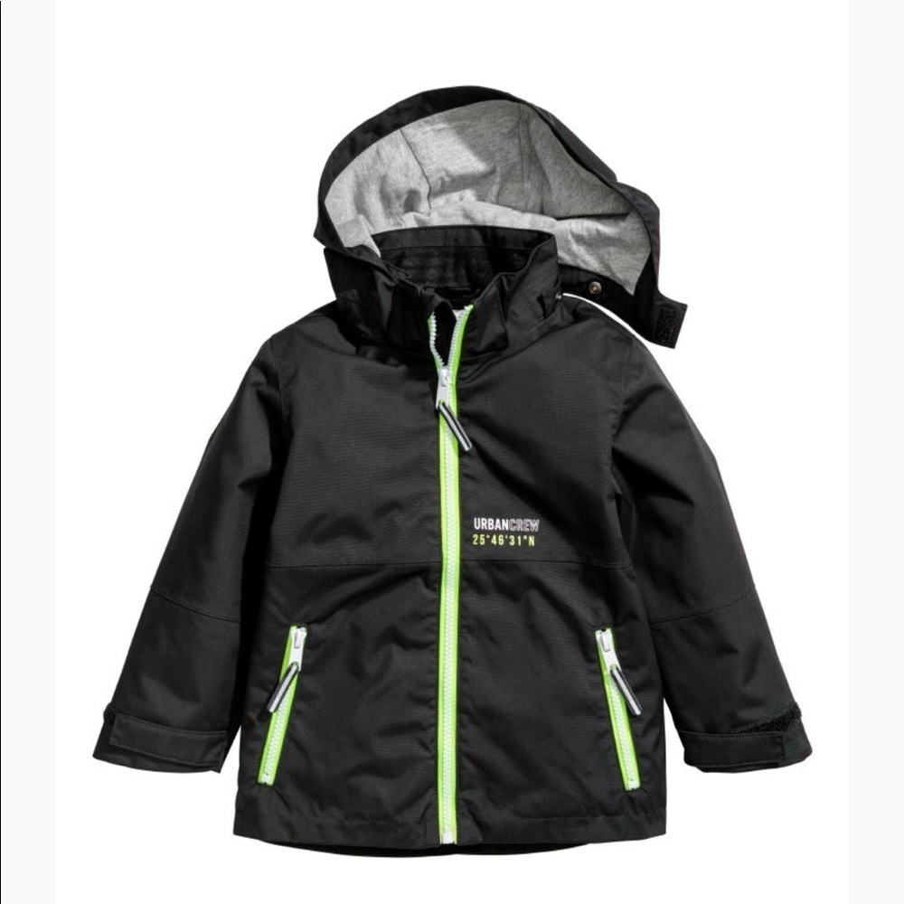 H&M black water-resistant urban crew shell jacket
